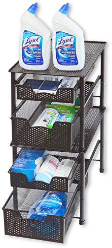 Simple Houseware Stackable 2 Tier Sliding Basket Organizer Drawer, Bronze - color: Bronze, size: 2-Tier