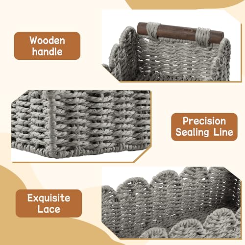Toilet Paper Storage Basket Bathroom Counter Organizer Wicker Baskets for Organizing Cute Basket for Bedroom Nursery Room Kitchen Bathroom Decor-Gray - color: Gray