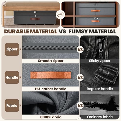 Dayacoco Under Bed Storage with Wheels, 2Pack 71L Under the Bed Storage Containers, Adjustable Underbed Drawer with Lids, Underbed storage Rolling Bin for Shoes, Clothes, Blankets, Grey - size: 8.5-11.5 inch height-grey