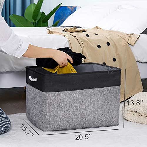 TheWarmHome Organization and Storage Basket for Shelves - 20x16x14 inch Jumbo 3 Pack Collapsible Storage Bins for Organizing, Fabric Storage Cubes for Organizer Gift Toy Closet (Black & Grey) - color: Black&Grey, size: 3PCS/Extra Jumbo - 20.5Lx15.7Wx13.8H