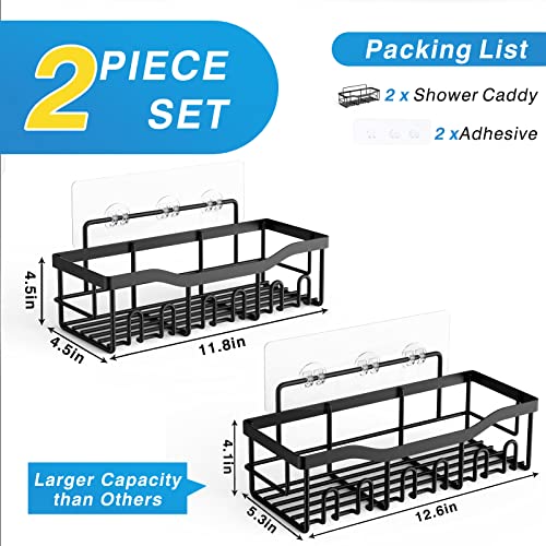 Shower Caddy 2 Pack,Adhesive Shower Organizer for Bathroom Storage&Home Decor&Kitchen organizers and storage,No Drilling,Large Capacity,Rustproof Stainless Steel Bathroom Organizer,Bathroom Decor Sets - color: Black-2pcs
