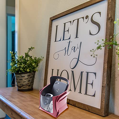 Valet Tray, Key Bowl for Entryway Table with Transparent Window, Small Decorative Holder Basket for Keys, Watches, Coins, Catchall Storage Organizer for Nightstand, Dresser, Red/Black - color: Red