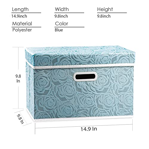 PRANDOM Stackable Storage Cubes with Lids [5-Pack] Fabric Decorative Storage Box Bins Organizer Containers Baskets with Cover Handles Divider for Bedroom Closet Living Room Blue 14.9x9.8x9.8 Inch - color: Blue, size: Medium(5-Pack)