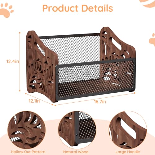 handrong Large Dog Toy Basket,Wood Dog Toy Box,Cat Toy Basket Box,Dogs Toys Storage Bin,Pet Toys Baskets for Living Room Outdoors Organizing Storage
