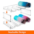 Lifewit Stackable Water Bottle Organizer for Cabinet, Plastic Bottle Holder Fits Bottles/Tumblers up to 3.8" Diameter for Pantry/Countertop, 2 Tier Holds 8 Bottles 38 x 20 x 15 cm/15 x 8 x 5.7" - size: 2 Tier-8 Bottle