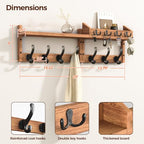 Evermagin 29" Coat Rack Wall Mount with Shelf, 4 in 1 Wall Mounted Coat and Key Hanger with 11 Hooks, Entryway Key Holder with Mail Holder for Living Room, Bedroom - color: Brown, size: 29 inch