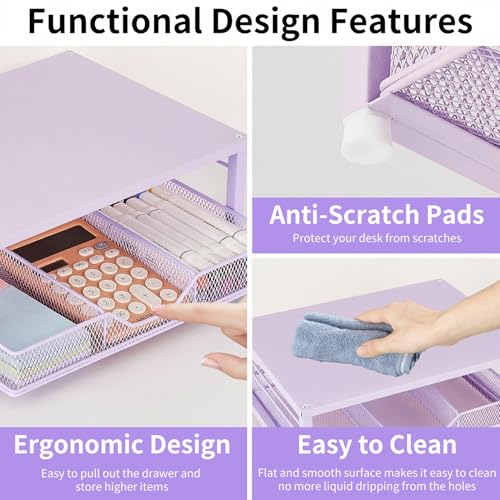 Small Laptop Stand for Desk, Monitor Stand, Office Desk Accessories, Computer Desktop Stand with Drawer for Home, Office, School (Purple) - color: Purple