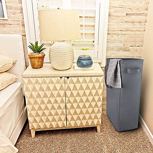 Odonata Slim Laundry Hamper Handles Collapsible Laundry Basket Thin Dirty Clothes Basket Narrow Laundry Bag Foldable Dirty Hamper 45L (Dark Grey) - color: Dark Grey