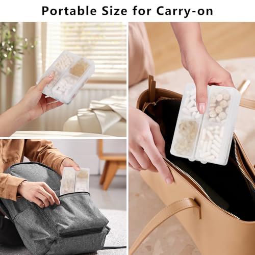 FYY 2 Pcs Daily Pill Organizer, 7 Compartments Portable Pill Case Travel Pill Organizer,[Folding Design] Pill Box for Purse Pocket to Hold Vitamins,Cod Liver Oil,Supplements and Medication-Clear - color: Clear, size: Large (1 Piece), Small (1 Piece)