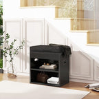 YMYNY Small Shoe Storage Bench with Cushion and Drawer, 2 Tier Adjustable Entryway Bench with Storage, Wooden Shoe Rack Bench for Entryway, Living Room, Hallway, Closet, Bedroom, Black, HSC002B - color: Black