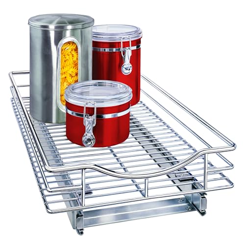 LYNK PROFESSIONAL® Pull Out Cabinet Organizer, 11" x 18" Slide Out Cabinet Organizer Pull Out Drawer – Pull Out Shelves for Kitchen Cabinets – Under Sink Organizers - Lifetime Ltd. Warranty, Chrome - color: Chrome, size: 11" W x 18" D