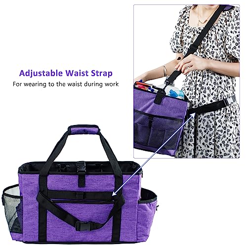 XL Professional Cleaning Caddy for Cleaning Suppliers, 17" Wearable Cleaing Bag for Housekeepers, Cleaning Organizer, Detailing Bag - color: Purple, size: X-Large