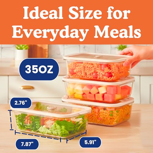 Non-Toxic 35 Oz (4.4 Cup) Glass Storage Containers with Lids – Plastic Free Meal Prep Containers for Lunch, Airtight Food Storage, Microwave and Freezer Safe, 4 Pack - Ziruma - size: 35 Oz