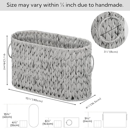 GRANNY SAYS Toilet Paper Storage, Toilet Paper Basket for Bathroom, 6 Mega Rolls Organizer Free Standing, Wicker Basket for Bathroom Storage, Grey - color: Grey, size: 15¾"L x 6½" Wx 9½"H (No Lid)