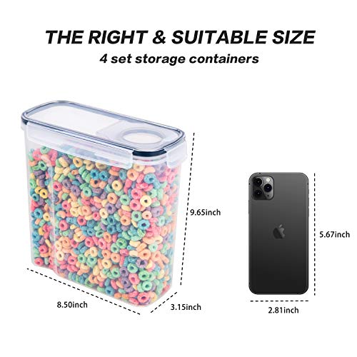 FOOYOO Cereal Containers Storage Set - 4 Piece Airtight Large Food Storage Containers(135.2oz), BPA Free Dispenser Plastic Cereal Storage Containers - color: 4 Piece