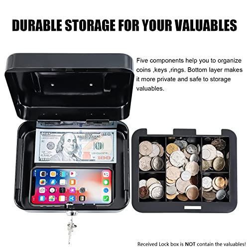 KYODOLED Metal Cash Box with Key Lock & Money Tray - Secure Safe for Home, Office & Events, Ideal for Cash, Meds & Small Items, 7.87" x 6.30" x 3.35", Black, 4 Pack - color: Black-4PACK, size: Medium