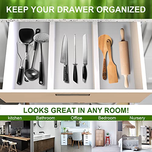ANTOWIN Expandable Bamboo Drawer Dividers, Drawer Separators,17-22 inches Adjustable Spring-loaded Organizer for Large Utensil, Clothes, Tools Drawers, 6Pack (White) - color: Brown