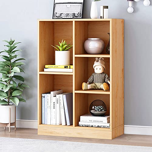 IOTXY Open Shelf Low Bookcase - Wooden 3-Tier Floor Standing Display Cabinet Organizer with Base, 5 Cubes Short Horizontal Bookshelf in Pear Yellow - color: Pear Yellow, size: 50CM Base