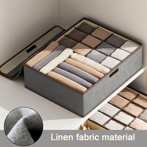 Underwear Storage Box with Lid Multi-Compartment Closet Organizer Fabric Drawer Divider for Socks Lingerie and Clothes (Grey, F) - color: Grey, size: 13 Grid