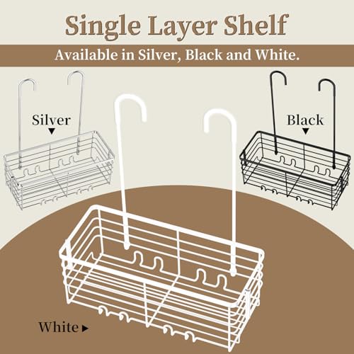 DELLAN Hanging Shower Caddy, Shower Rack Hanging for Bathroom, Shower Rack with Hooks Over the Door, Bathroom Shower Caddy and Basket(White) - color: White, size: 11"D x 4.7"W x 3.9"H
