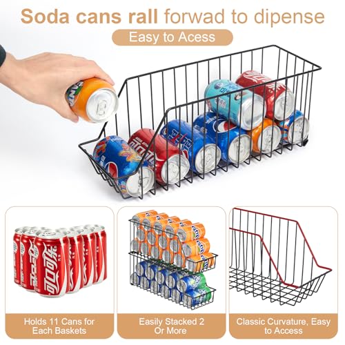 4-Tier Stackable Can Rack Organizer for Kitchen Pantry,Max Can Storage Holder,Durable Can Dispenser & Canned Goods Organizer for Fridge,Hold More 44 Cans, for Various Ounces of Canned Food Soda Drinks - color: Back, size: 4 Pack - 4-Tier