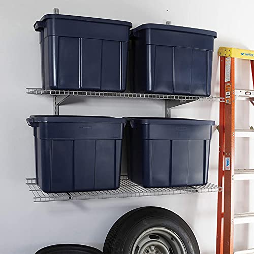 Rubbermaid 18 GAL 6 Pack Garage Storage Bins with Stackable Lid, Heavy Duty - Made in USA - Extreme Temperature Resistant, Durable Plastic Containers with Handles - Solid Black and Grey - size: 18 Gal - 6 Pack