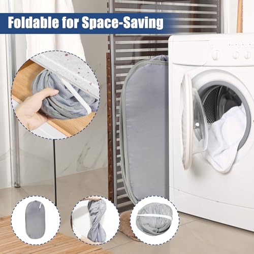 Collapsible Laundry Baskets, Upgrade Pop Up Laundry Hamper with Convenient Bags, Foldable Laundry Basket Mesh Light Weight, Easy to Carry Clothes Hampers for Laundry, Dorm, Toys, Travel Grey - color: Grey