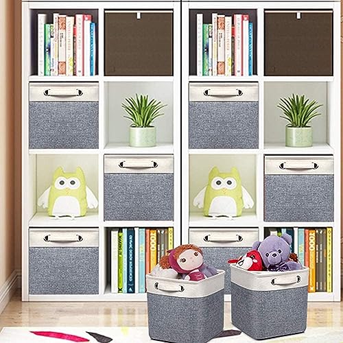 Kntiwiwo Foldable Storage Bin Collapsible Basket 12" x 10" x 9.5" Cube Storage Organizer Bins with Dual Carry Handles for Home Closet Shelves Drawers Organizer, Set of 3, Grey - color: Grey, size: 12" x 10" x 9.5"