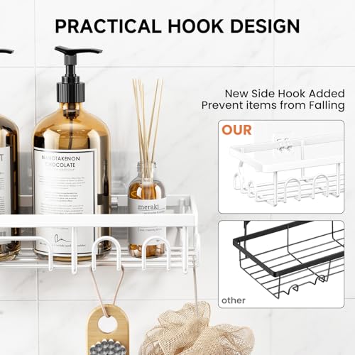 Shower Caddy, 3 Pack Shower Shelves for Inside Bathroom, Rustproof Adhesive Bathroom Organizer with Soap Holder, No Drilling Washroom Organizers and Storage for Bathtub Room/Kitchen/Home, White - color: White, size: 3-Pack
