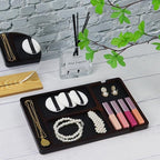 MultiBey Acacia Wood Valet Tray with Leather Inlay | Mens Valet Tray & Desk Organizer | Elegant EDC Catchall Trays for Phone, Wallet, Keys, Watch, Jewelry - color: Acacia - Leather & Cable Slot