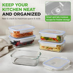 NutriChef 10 Piece Glass Food Storage Containers with Lids – 30 oz Meal Prep Containers Reusable – Airtight Glass Lunch Containers for Food Storage – Freezer to Oven Safe - Blue - color: Blue
