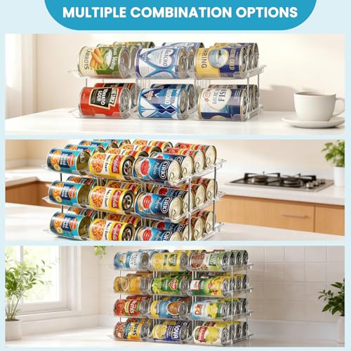Can Organizer for Pantry, 6 Tier Canned Food Goods Storage Organizer, Clear Soda Can Organizer for Refrigerator Stackable Can Dispenser Rack Holders for Pantry Cabinet Fridge Countertop, Holds 72 Cans - size: 6tier×3sets