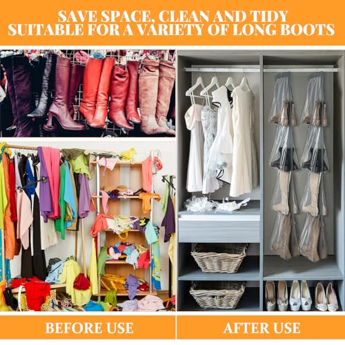 Windyun Sets 16 Large Clear Pockets Fabric Dual Sided Hanging Shoe Rack for Closets Hanging Shoe Organizer with Rotating Hanger Boot Organizer for Storage Men's and Woman's Boots(Gray) - color: Gray