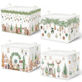 4 Pack Christmas Storage Bin Collapsible Large Christmas Storage Baskets for Gifts Xmas Tree Canvas Laundry Basket Foldable Box with Handle for Office Home Bedroom Clothes Toys Holiday Decor - style: Neutral Wind