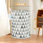 LANGYASHAN Laundry Basket Canvas Fabric Collapsible Organizer Basket for Storage Bin Toy Bins Gift Baskets Bedroom Clothes Children Nursery Hamper (Grey triangle) - color: Grey triangle