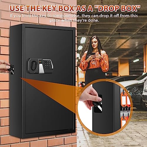 Nebakne 144 Keys Fireproof Cabinet Safe With Adjustable Hook Plates and Tags, Anti-Theft Lock Box Wall Mount With Combination Lock, Organizer for Home Office Garage - size: 144 Keys