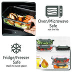 M MCIRCO [5-Packs, 36 Oz Glass Meal Prep Containers with Snap Locking Lids Glass Food Containers,Airtight Lunch Container,Microwave, Oven, Freezer and Dishwasher (4.5 Cup) - color: Gray