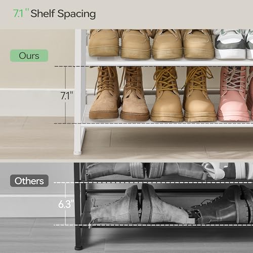 Nunsino Shoe Rack,8 Tier Metal Shoe Organizer,Max Holds 40 Pairs,Heavy Duty Shoes Shelf for Garage, Entryway, Closet,White - color: White, size: 8 Tier