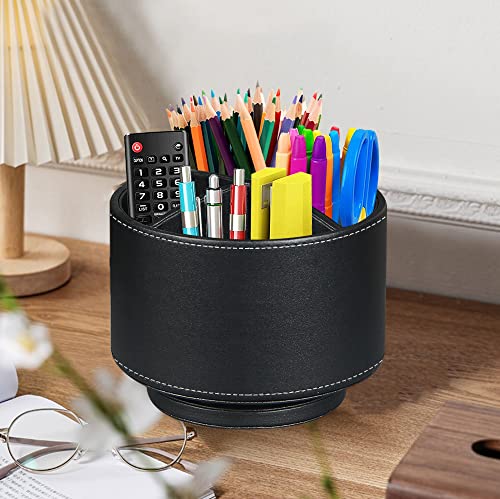 TV Remote Control Holder for Table, 360 Swivel Pen Holder for Desk Organizers and Accessories, Nightstand Organizer Caddy for Media Controllers/Office Supplies, Bedside Decorations for Living Room - color: Black