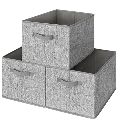 GRANNY SAYS Closet Storage Bins, Storage Baskets for Organizing, Fabric Storage Bins with Handles, Clothing Storage Containers for Organization Wardrobe, Gray, Large, 3-Pack - color: Ash Gray, size: Large