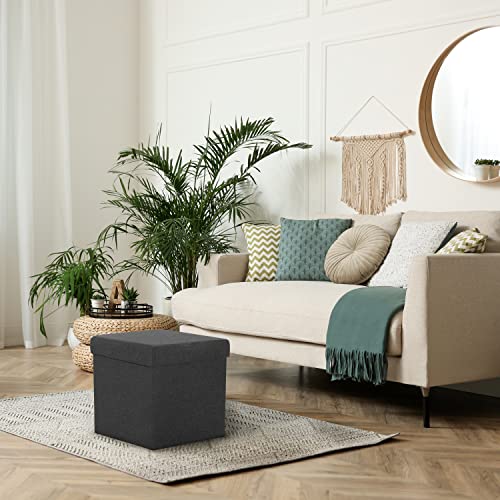 Seville Classics Cushioned Fabric Ottoman Hidden Storage Chest Footrest Chair, Padded Seat for Bedroom, Dorm, Loft, Living Room, Entryway, Hallway, Modern Gray, 15.7" Cube - color: Modern Gray, size: 15.7"D x 15.7"W x 15.7"H