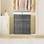 Greenstell Laundry Hamper with Lid, 90L Clothes Hamper with 2 Removable Liner Bags & 2 Mesh Laundry Bags, Handwoven Synthetic Rattan Laundry Basket for Clothes, Toys in Bathroom, Bedroom Grey - color: Gray, size: 90L (18.1 x 13.0 x 23.6 inches)