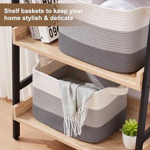 OIASKET Storage Basket for Organizing, Woven Baskets for Storage, Rectangle Decorative Baskets for Shleves, Closet, Toys, Books, Nursery Organizer Bins - Pack of 3 (Gradient Gray, 15.75"x11.8"x9.85") - color: Gradient Gray, size: 15.75"x11.8"x9.85"