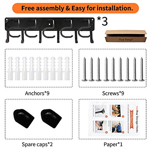 YueTong All Metal Garden Tool Organizer,Adjustable Garage Wall Organizers and Storage,Heavy Duty Wall Mount Holder with Hooks for Broom,Rake,Mop,Shovel.(3 Pack) - size: 51" organizer