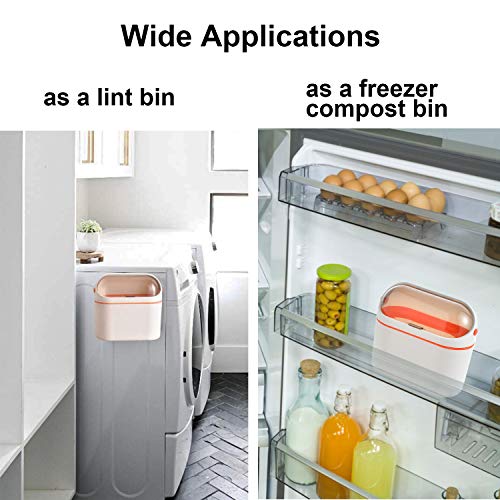 LALASTAR Lint Bin, Mini Desktop Trash Can with Lid for Office Countertop, Mountable Tiny Wastebasket for RV, Dorm, Freezer, Laundry and More (Orange) - color: Orange
