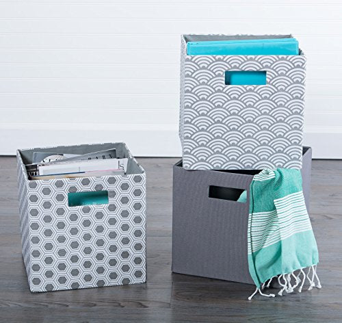 DII Poly-Cube Storage Collection Hard Sided, Collapsible Solid, Small, Gray - color: Gray, size: Small Square, 11x11x11"