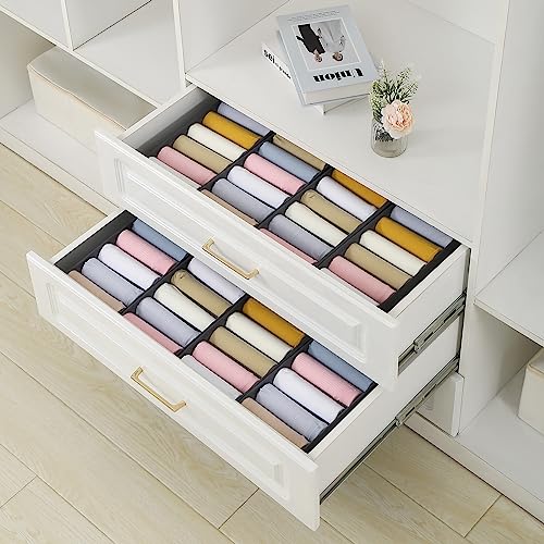 Qozary 3 Pack Sock Underwear Drawer Organizer Dividers, Non-Woven Fabric Collapsible Cabinet Closet Storage Boxes for Clothes, Socks, Lingerie, Underwear, Tie, Belt, Baby, Bedroom (Gray, 6 Cells) - color: Gray, size: 6 Cells