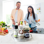 Clear Lazy Susan Organizer Turntable for Cabinet Table Top, 9.25 Inch 2 Pack 360 Rotating Spinning Makeup Organizer for Vanity, Kitchen Storage Rack Heavy-Duty Pantry Spices Tray Countertop Organizer - size: 9.25 inch 2 Pack