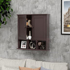 TaoHFE Brown Medicine Cabinets,Bathroom Wall Cabinet with 2 Door Adjustable Shelves,Over The Toilet Storage Cabinet,Espresso Bathroom Cabinet Wall Mounted for Laundry Room Kitchen - color: Espresso