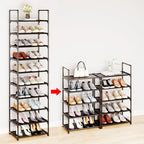 10-Tier Large Shoe Rack,20-25 Pairs Sturdy Shoe Shelf Storage Organizer,Tall Shoe Stand for Entryway, Hallway and Closet(Black) - size: 10-Tier(Black)
